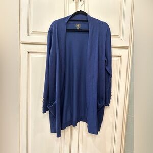 JM Collection Navy Open Front Cardigan